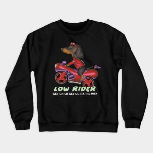 Cute adorable Black Doxie Dachshund Riding vintage classic Motorcycle Crewneck Sweatshirt